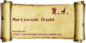 Martincsek Árpád névjegykártya