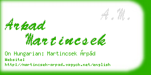 arpad martincsek business card